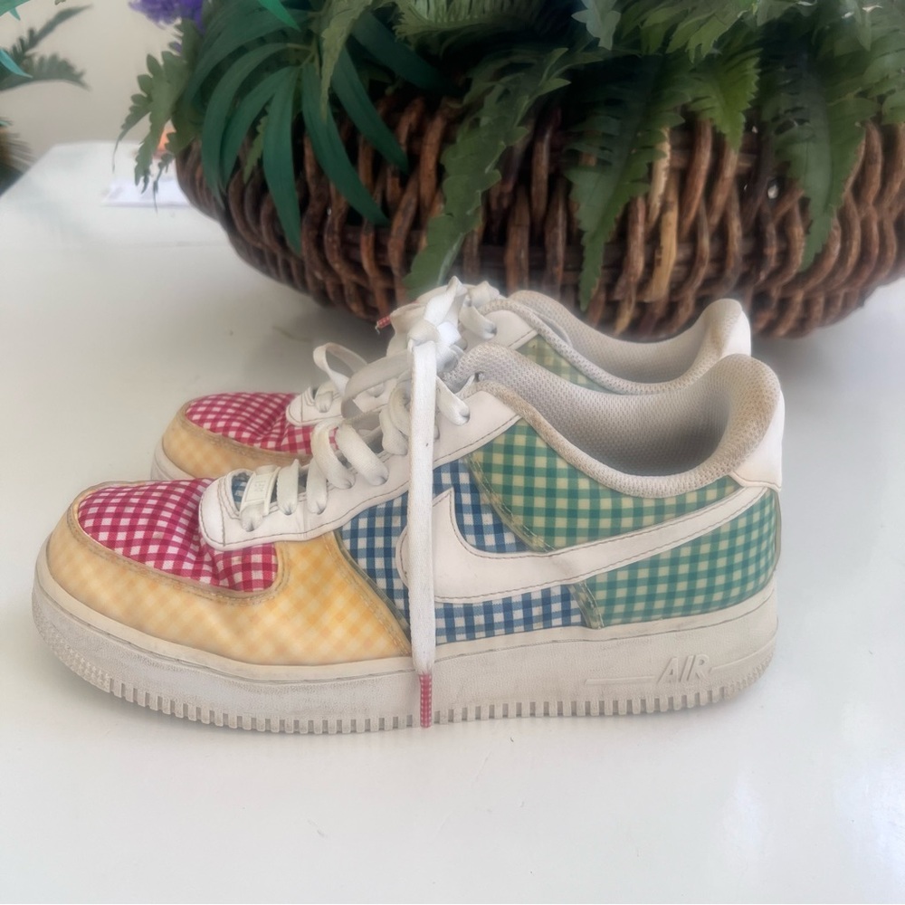 Nike AF1 Air Force 1 QS Low Gingham Pack Mukticolor WMN Sz 9 BV4891-100 Sneaker